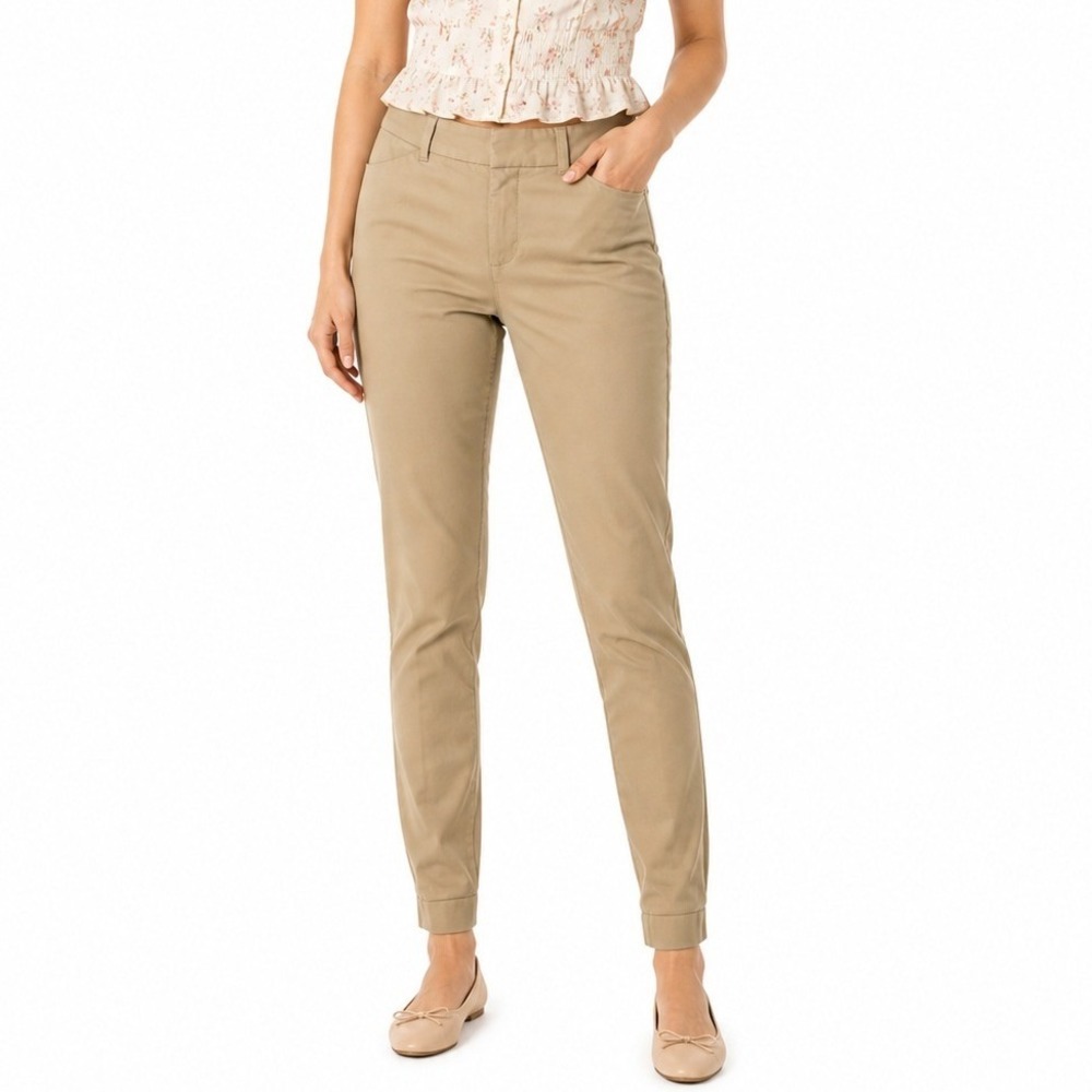 Old Navy Pixie High Rise Pants Women 4 Tan Khaki Slim Ankle Secret Slim‎ Pockets